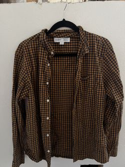 Navy Blue/Orange Button Up 