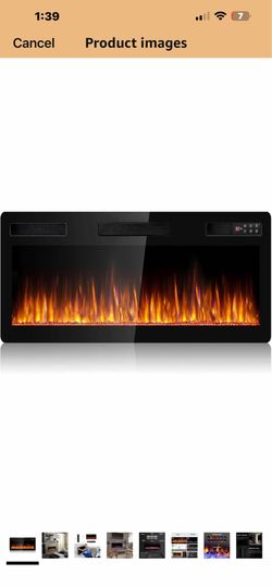 36 inch Ultra-Thin Silence Linear Electric Fireplace Inserts, Recessed Wall Mounted Fireplace, Fit for 2 x 4 and 2 x 6 Stud, Adjustable Flame Color & 