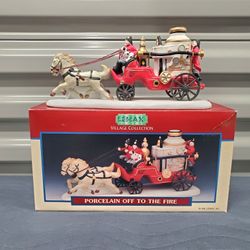 Vintage Lemax Village Collection Porcelain Off To The Fire 1996 Firemen Firehouse Fire Department 