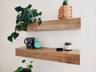 Solid Wood Floating Shelves With Wall Mounts