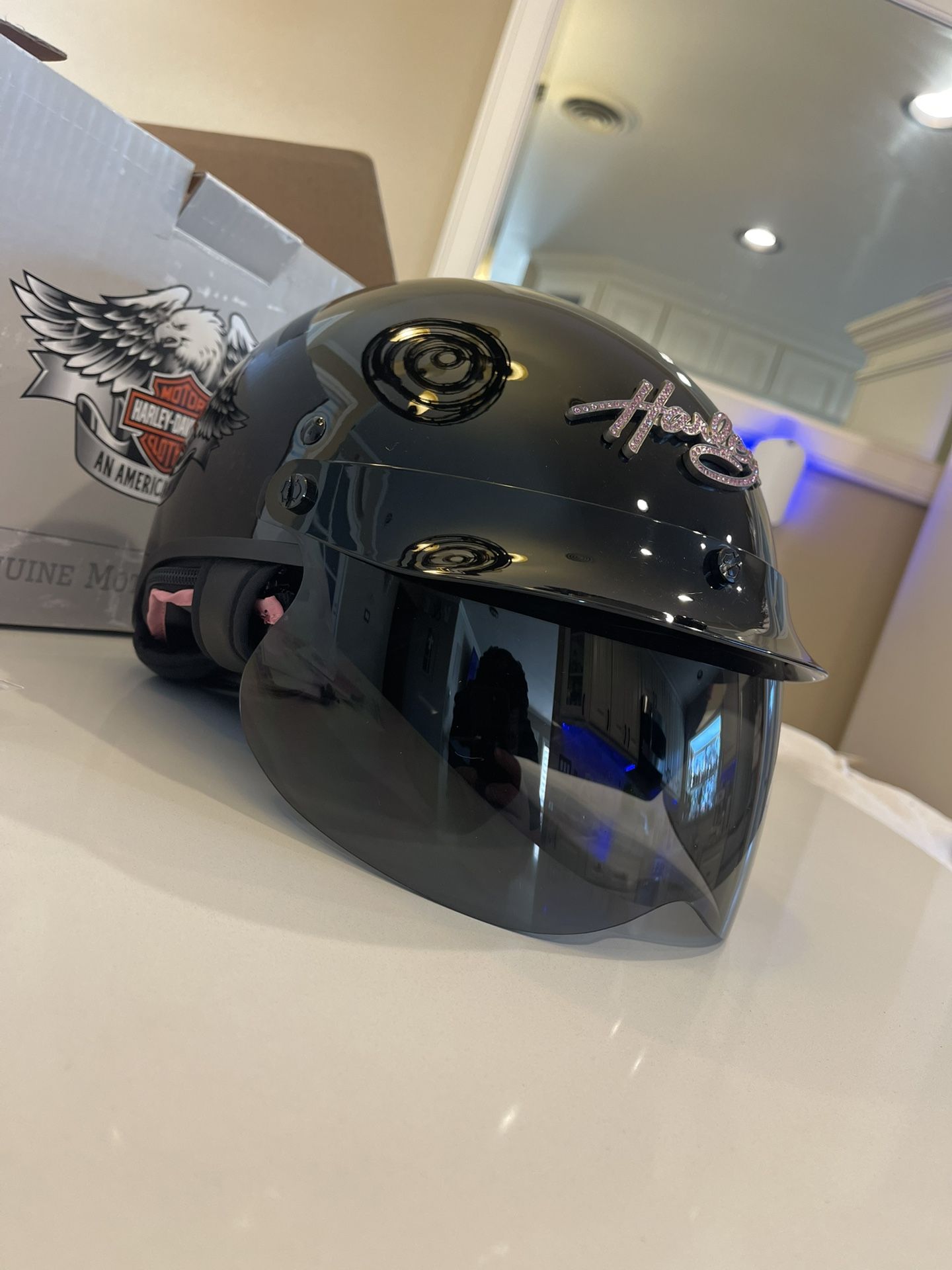 Harley Half Helmet Women Pink Bling New In Box