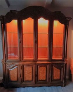 French Provincial Illuminated China Cabinet