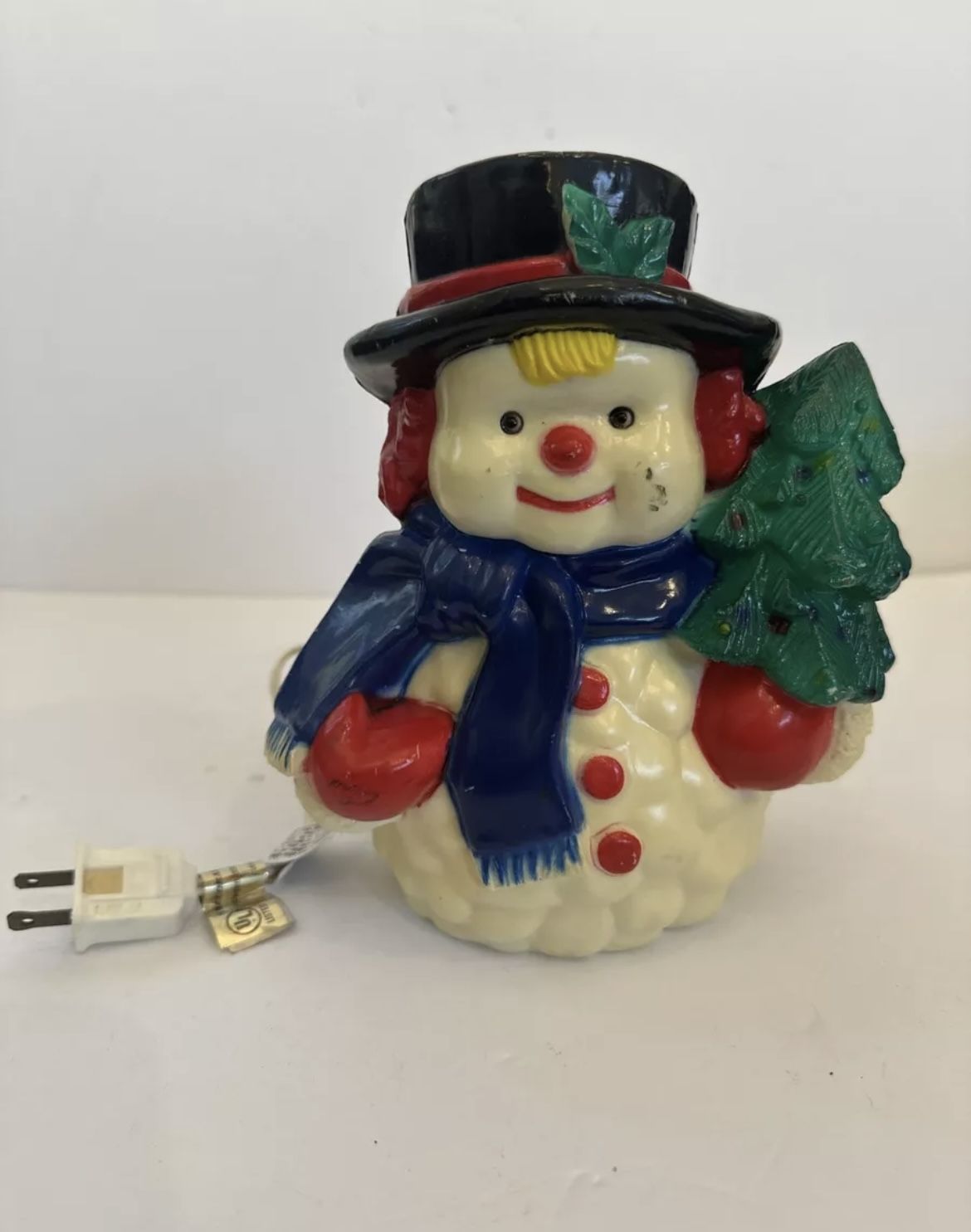 Vintage Mini Blow Mold Snowman Light Up Holiday Christmas Decoration -TESTED