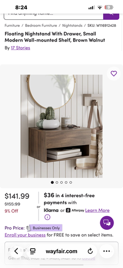 Floating night stand