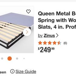 Zinus Metal Box Spring With Wood Slats Queen