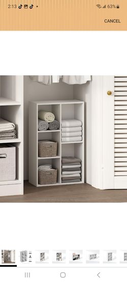 Furinno Reed Closet Organizers and Storage, 5-Cube Reversible Closet Shelves, Closet Organization Shelf, 9.4 x 19.5 x 31.5, for Bedroom, Closet, White