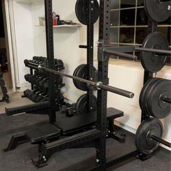 New In Box- Power Cage + Barbell + Bumper Plates