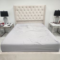 Queen Size Bed Frame With High Head Board And Mattress.. 