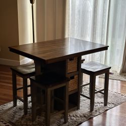 Counter Height Dining Table and Barstools