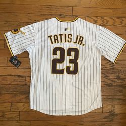 $45 White Pinstripe San Diego Padres Fernando Tatis Jr. Stitched Jersey