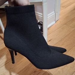 Calvin Klein Sock Knit Heel Pointy Toe Boots