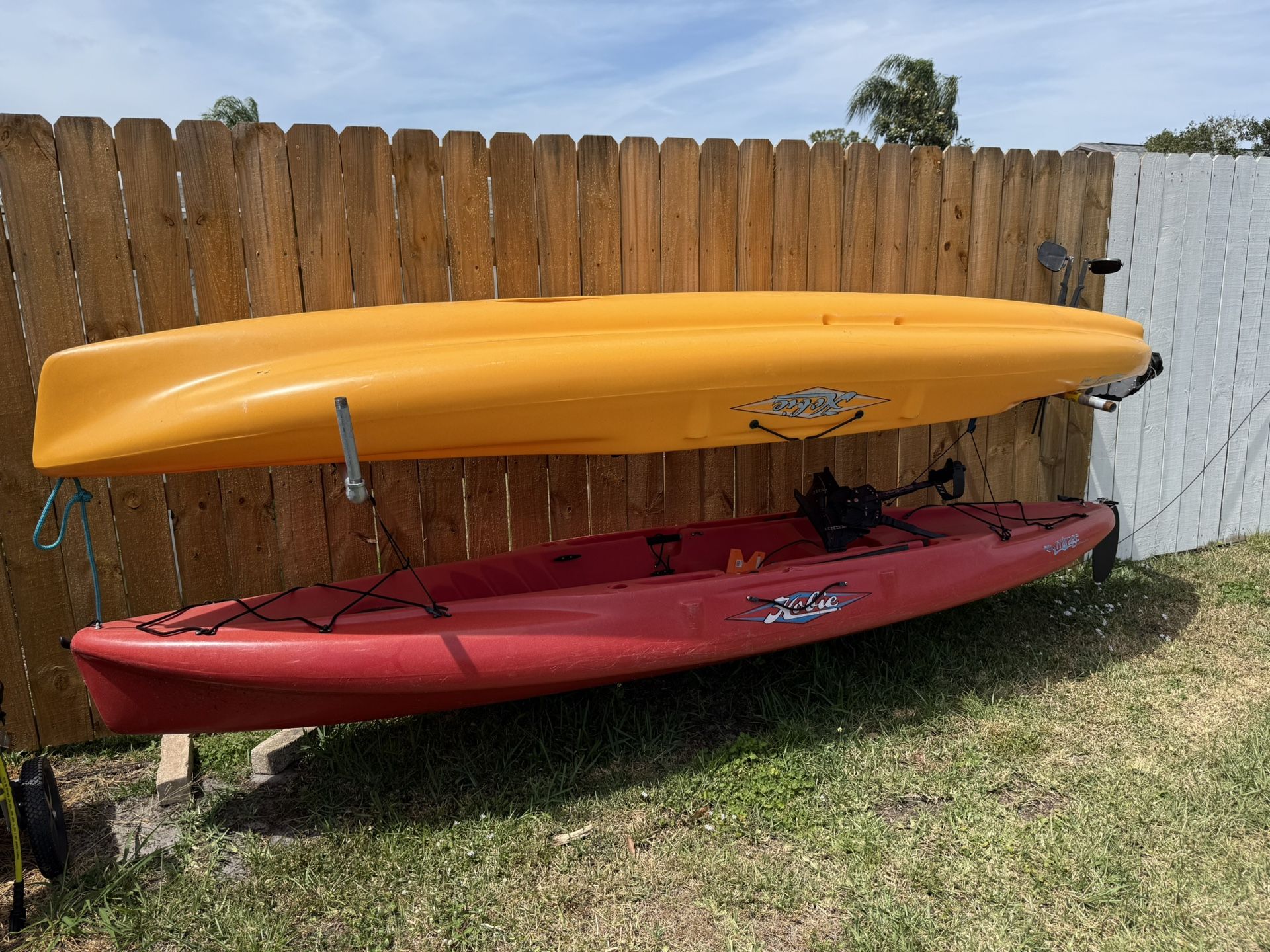 Pair Of Hobie Fishing Kayaks Peddle Drive And Extras