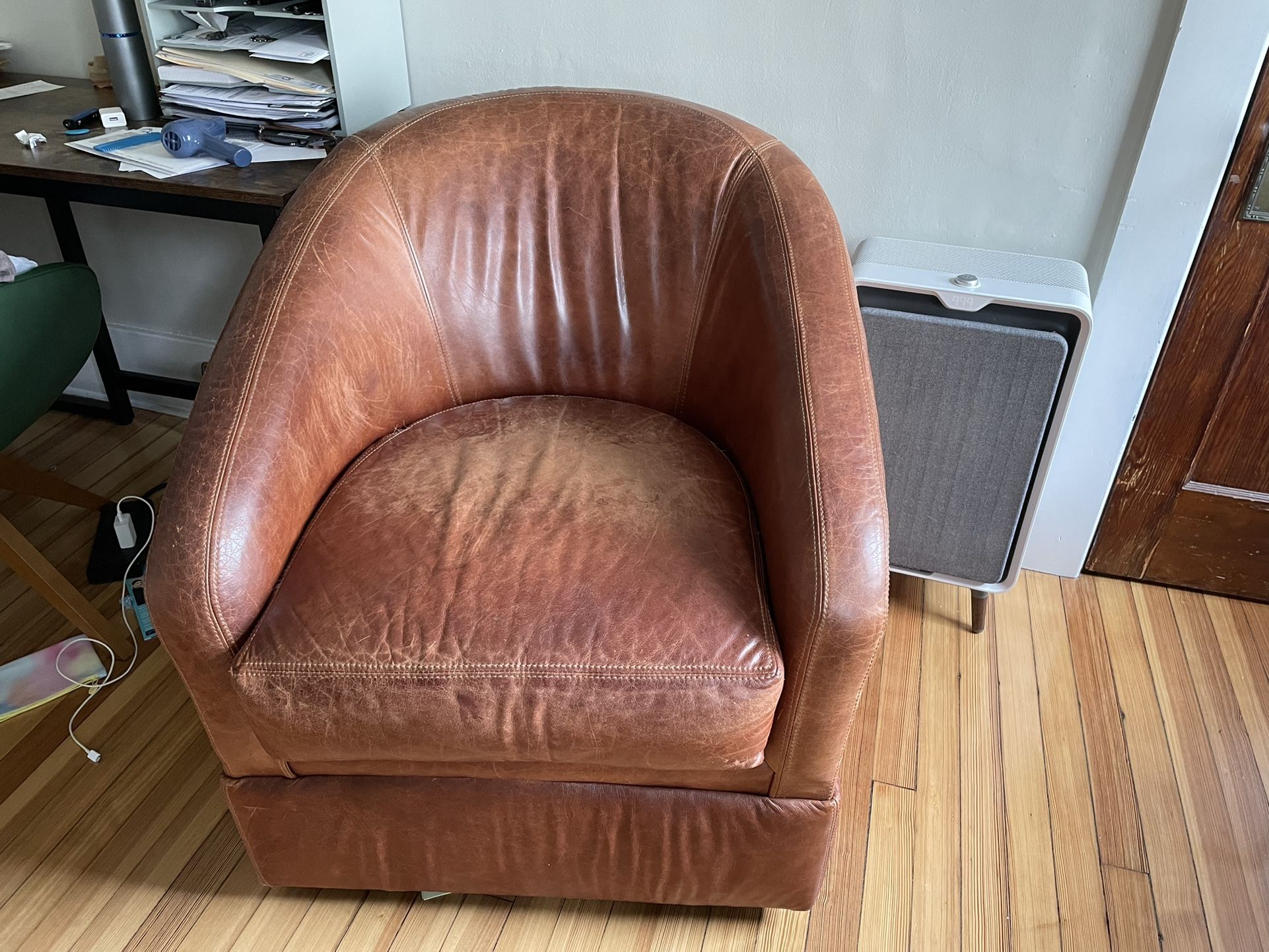 Leather Swivel Accent Chair