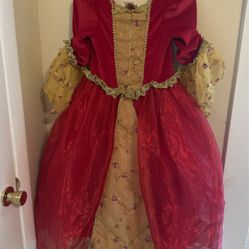 Disney Girls Princess Red Gold Dress