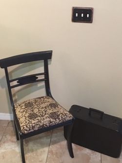 Super cute vintage chair and vintage suitcase painted