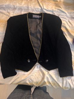 Vintage Herman Geist Black Velvet Jacket – Quilted Design & Gold Trim