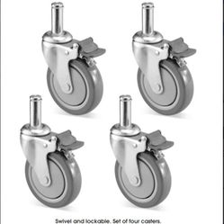 Uline- Polyurethane Casters Wheels for Wire Shelving Units - Set of 4, Chrome (H-1205WH-C)