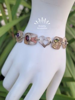 Sterling Silver 925 bracelet with múltiples stones and copper.