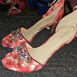Womens Floral Dress Shoes Heels
