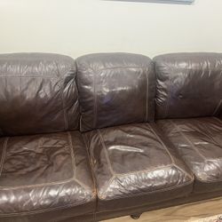 Brown Leather 3-Seater Sofa – Comfortable & Sturdy