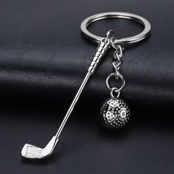 Zinc alloy Sports Gifts 3D golf keychain simulation mini golf pendant