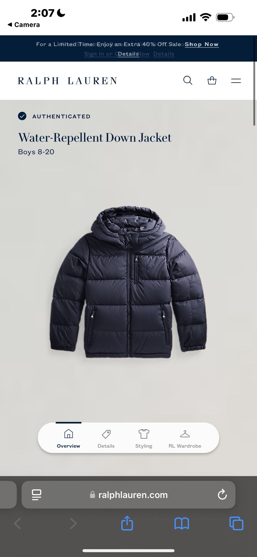 Water-Repellent Down Jacket( Polo,boys)