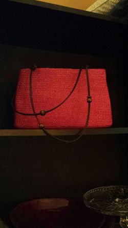 Pink Straw Handbag