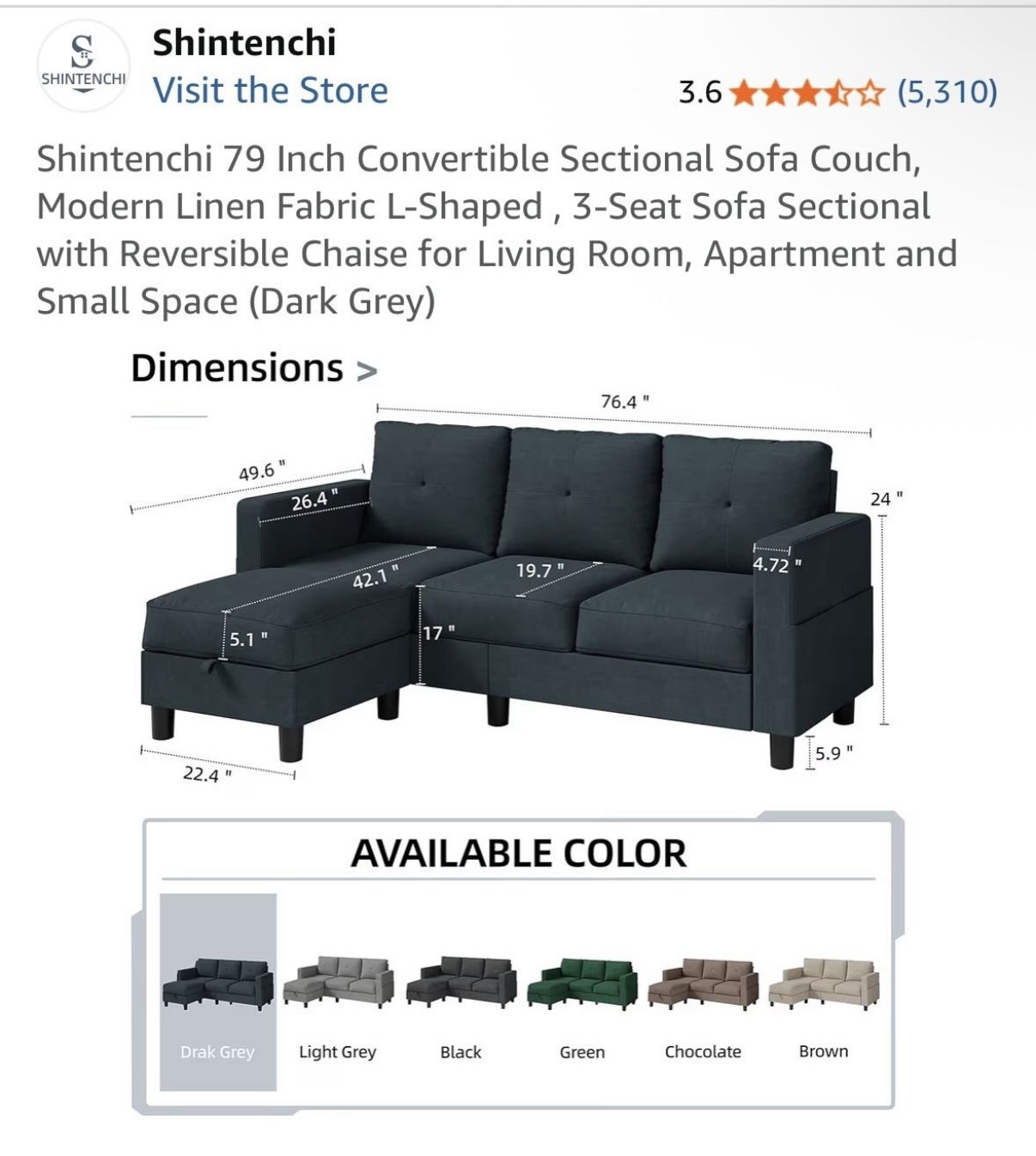 Modern Linen Sectional Couch