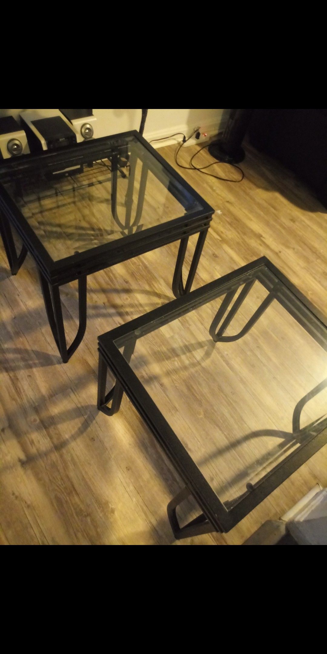 2 Black Glass End Tables