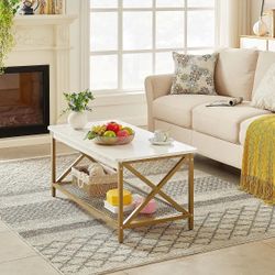 Brand New Gold & White Coffee Table – Never Assembled