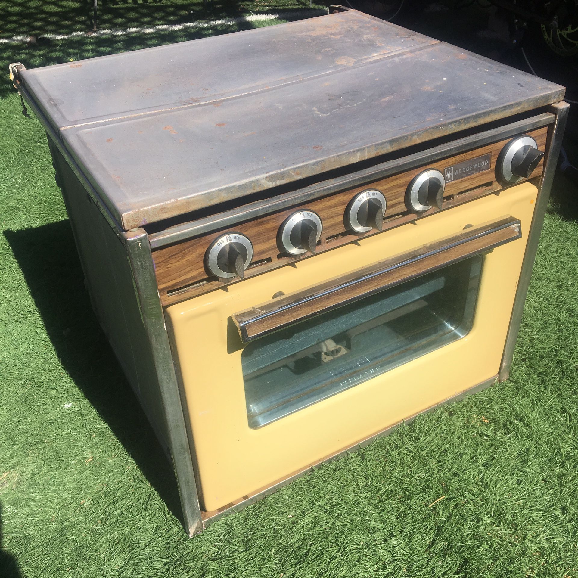 Wedge wood camper rv vintage trailer oven stove
