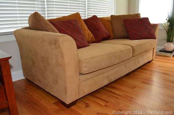 Lloyd S Of Chatham Tan Faux Suede Couch For In Cranford Nj Lloyd S Of Chatham Tan Faux Suede Couch