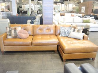 Jonathan Louis Sequoia Fawn 2 Piece Leather Sectional - Tan | L-Shaped Couch | Corner Couch