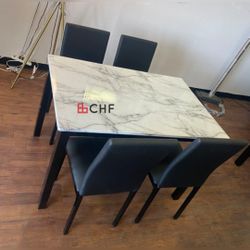 5 Pc Faux Marble Top Dining Table Set // Limited Time Offer