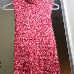Women's/Junior Red Knit Wool Turtleneck Vest