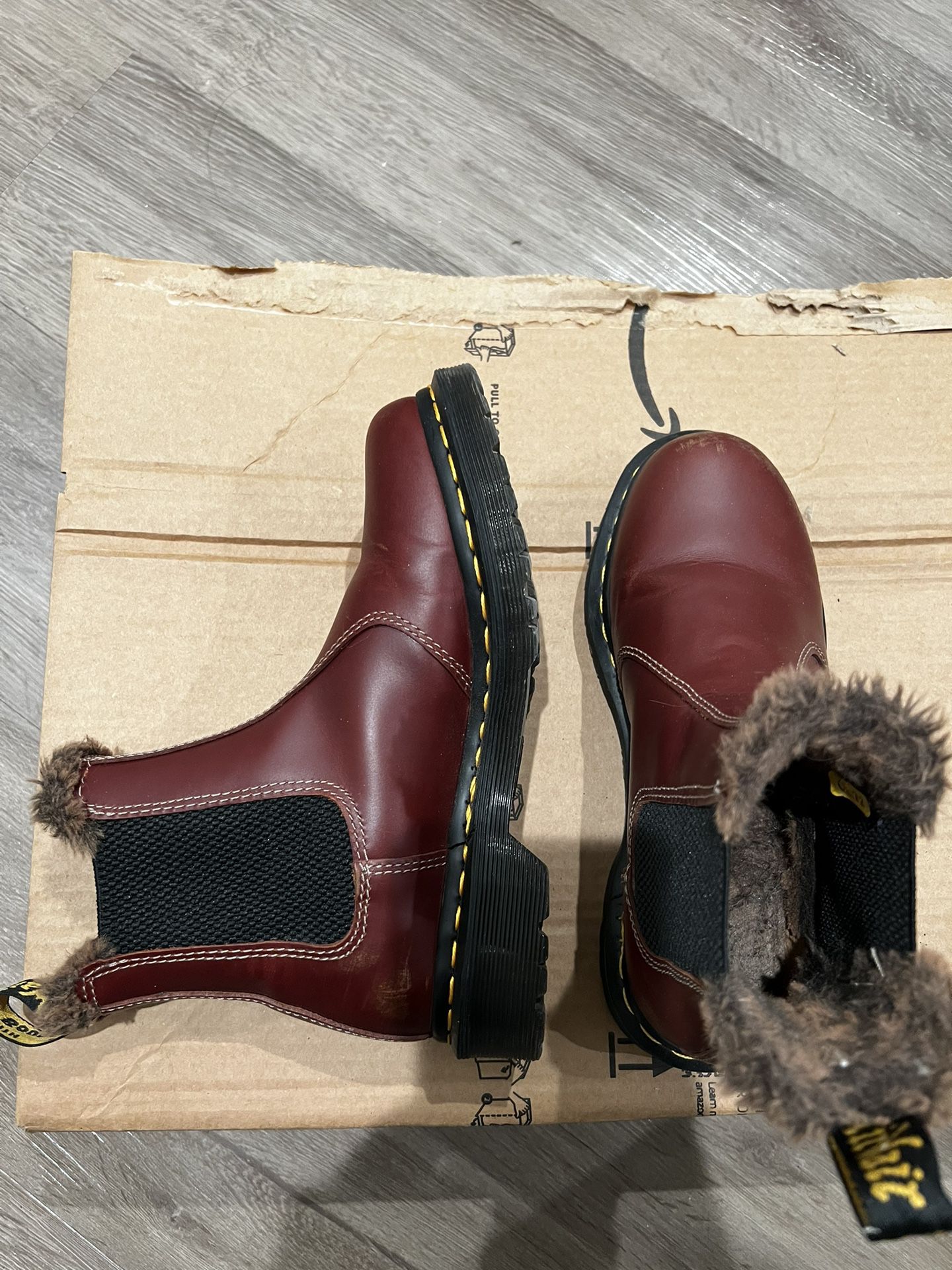 Dr.Martens Fur Lined Chelsea Boots Brown-red