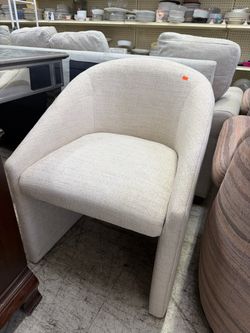 Clean Cream Upholstered Barrel Accent Chair WEST ELM