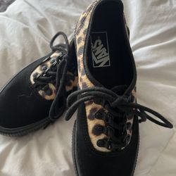 NEW Vans Authenic Platform Blk/Leopard Sneaker