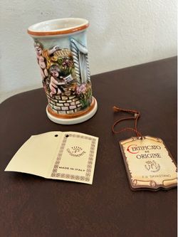 Capodimonte Hand-Painted Ceramic Mini Beer Mug, Made in Italy, Breweriana