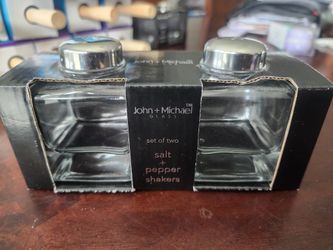 NEW Set of John + Michael Heavy Glass Designer Salt & Pepper Shakers 7 each or 2 sets for $10