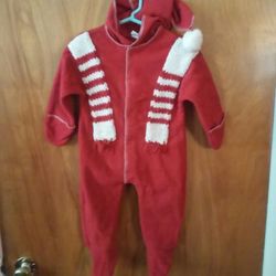 Red Hooded Fleece one piece Jacket 6-12m