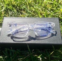 Clear chrome heart glasses