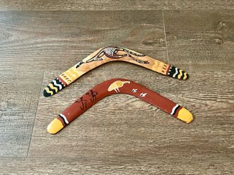 Hand-Painted Aboriginal-Style Boomerangs - Earth Tones from Australia