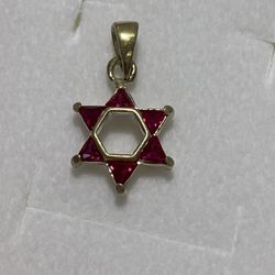 Jewish Star of David PINK SAPPHIRES Pendant Charm Sterling Silver ITALY