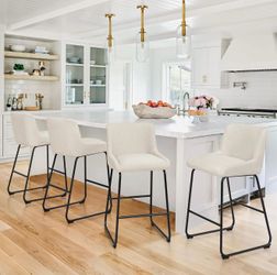 Counter Height Bar Stools Set of 3，Comfortable Bar Chairs, Modern Counter Stools for Kitchen Counter Island