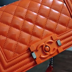Chanel Handbag Orange Boy Bag 