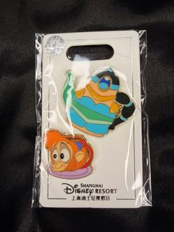 Shanghai Disney Resort Aladdin Jasmine & Abu Teapot Pin Set