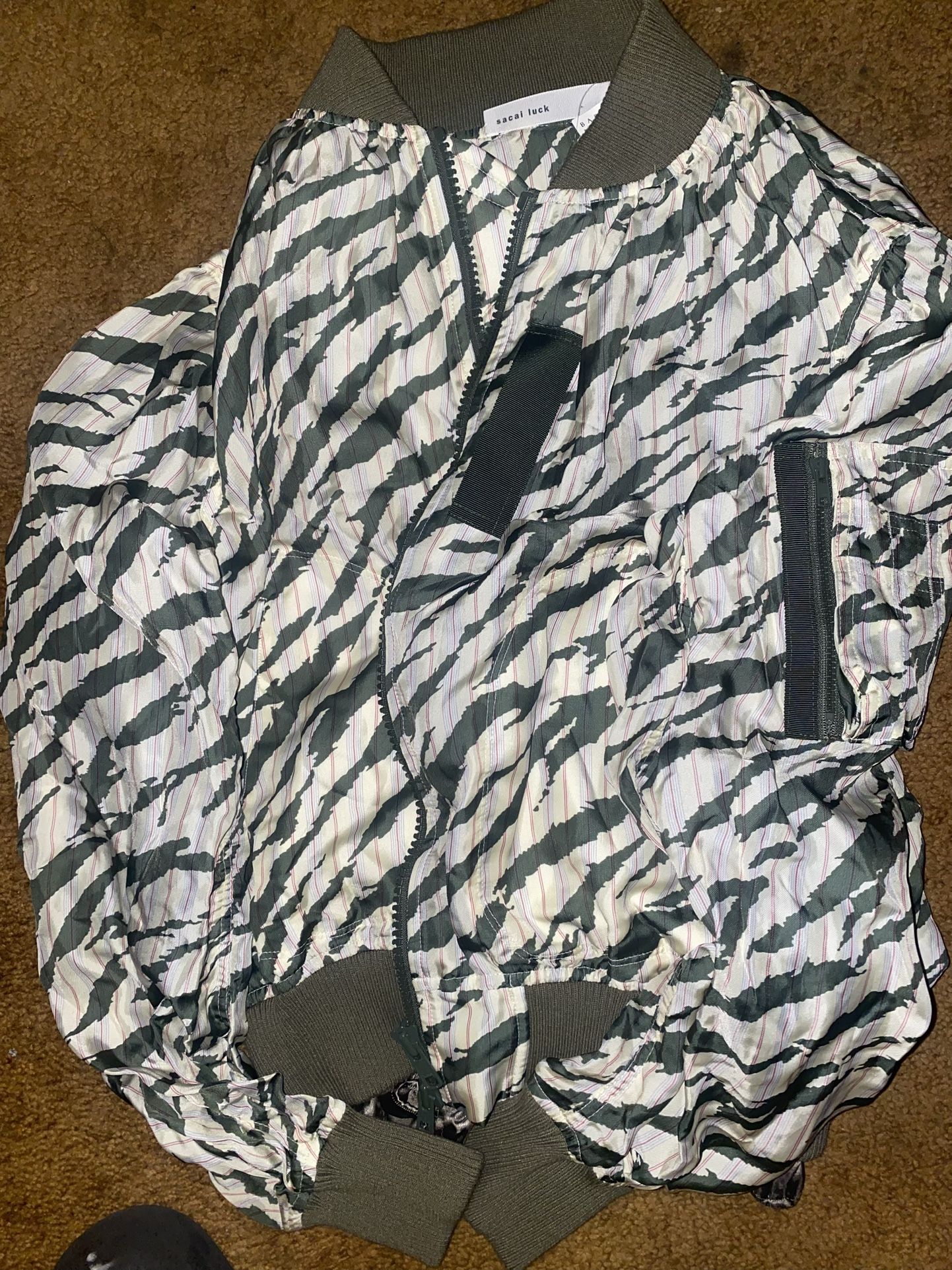 sacai luck ss15 runway silk ma1 pinstripe bomber jacket