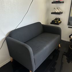 Loveseat; Gray Mini Couch