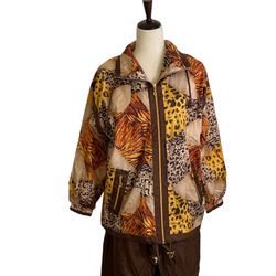 NEW Vos Sports Jogging Suit Women’s Size Small  Animal Print Fully Lined Zip Front